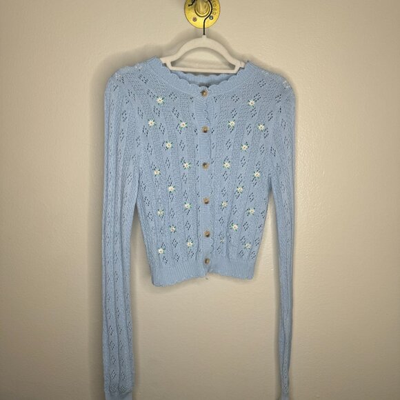 Urban Outfitters Embroidered Cardigan in light blue, great condition - Picture 5 of 6